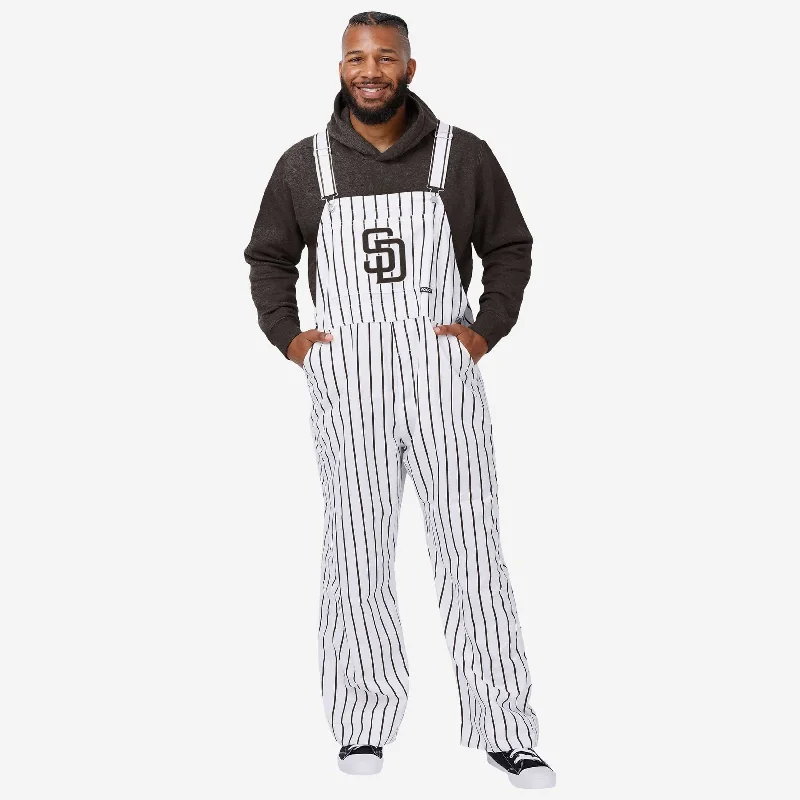 San Diego Padres Mens Pinstripe Bib Overalls Cropped Wide-Leg Overalls