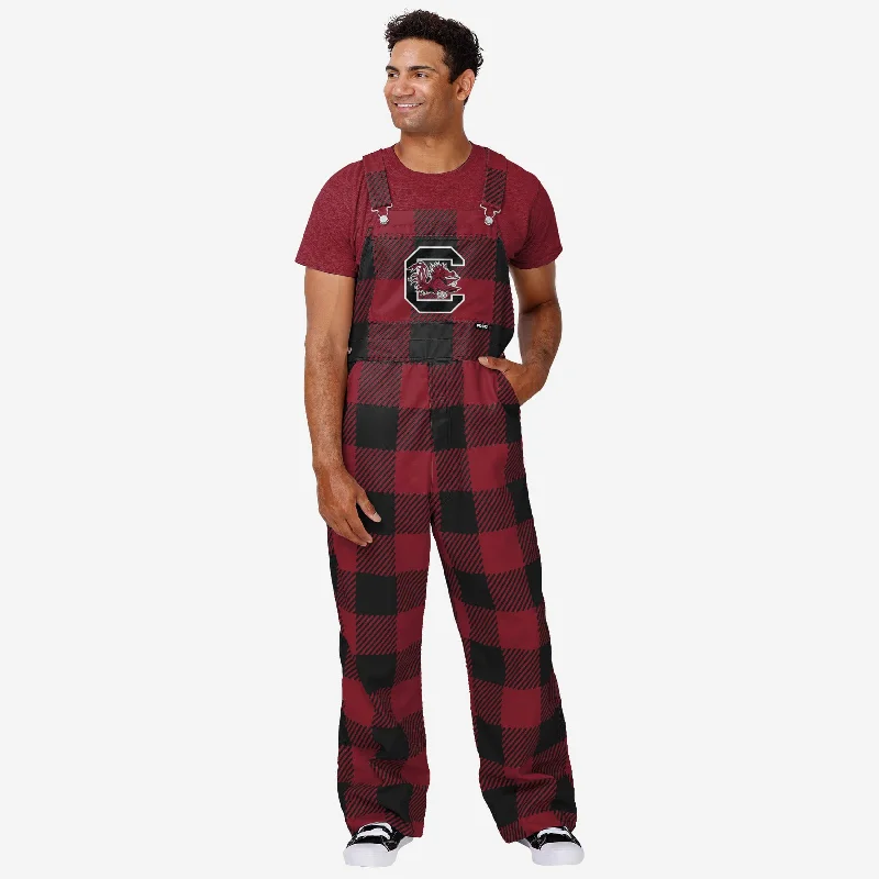 South Carolina Gamecocks Mens Plaid Bib Overalls Relaxed Tencel Overalls
