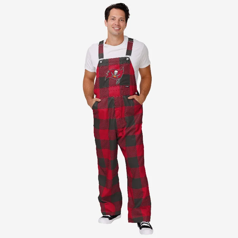 Tampa Bay Buccaneers Mens Plaid Bib Overalls Classic Washed Denim Overalls