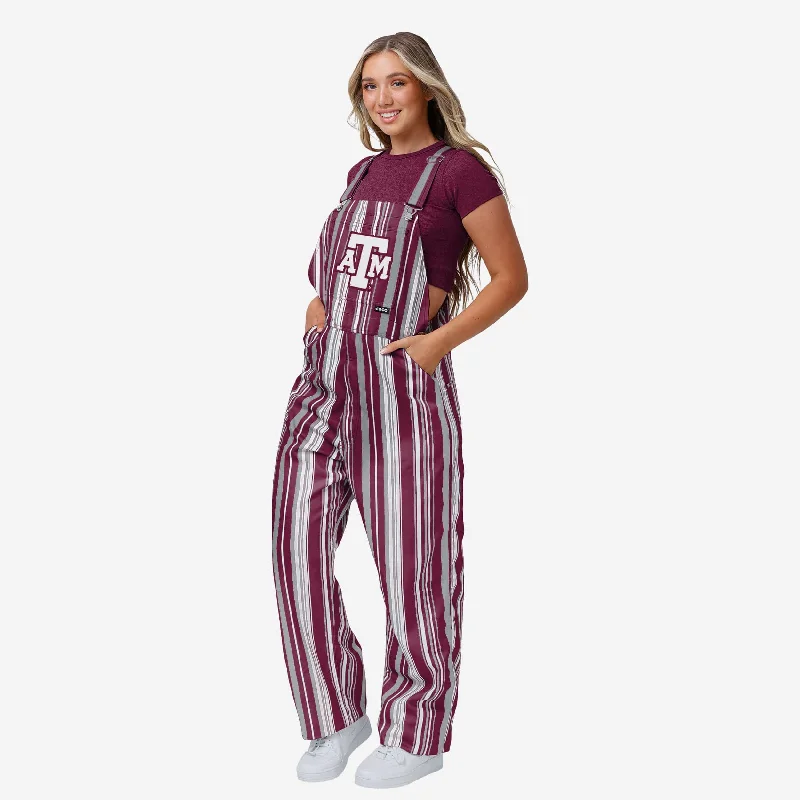 Texas A&M Aggies Womens Hyper Stripe Bib Overalls Soft Cotton Romper