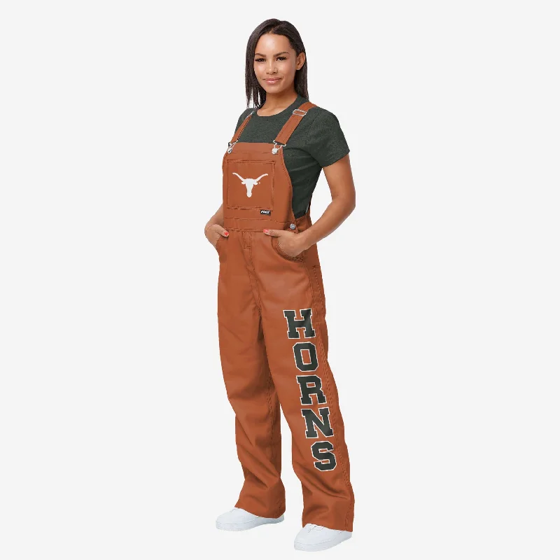 Texas Longhorns Womens Big Logo Bib Overalls Deep V-Neck Jumpsuit