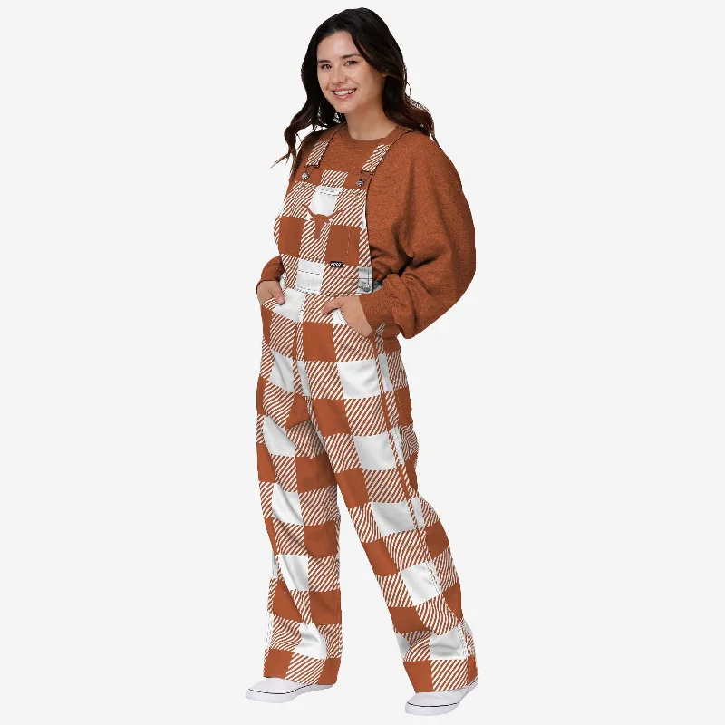 Texas Longhorns Womens Plaid Bib Overalls Feminine Tie-Back Jumpsuit