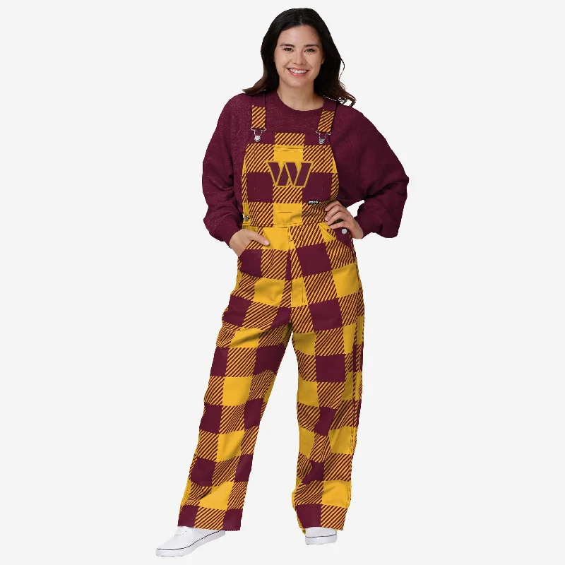 Washington Commanders Womens Plaid Bib Overalls Wide Strap Overalls