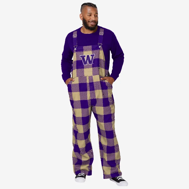 Washington Huskies Mens Plaid Bib Overalls Ripped Street Overalls