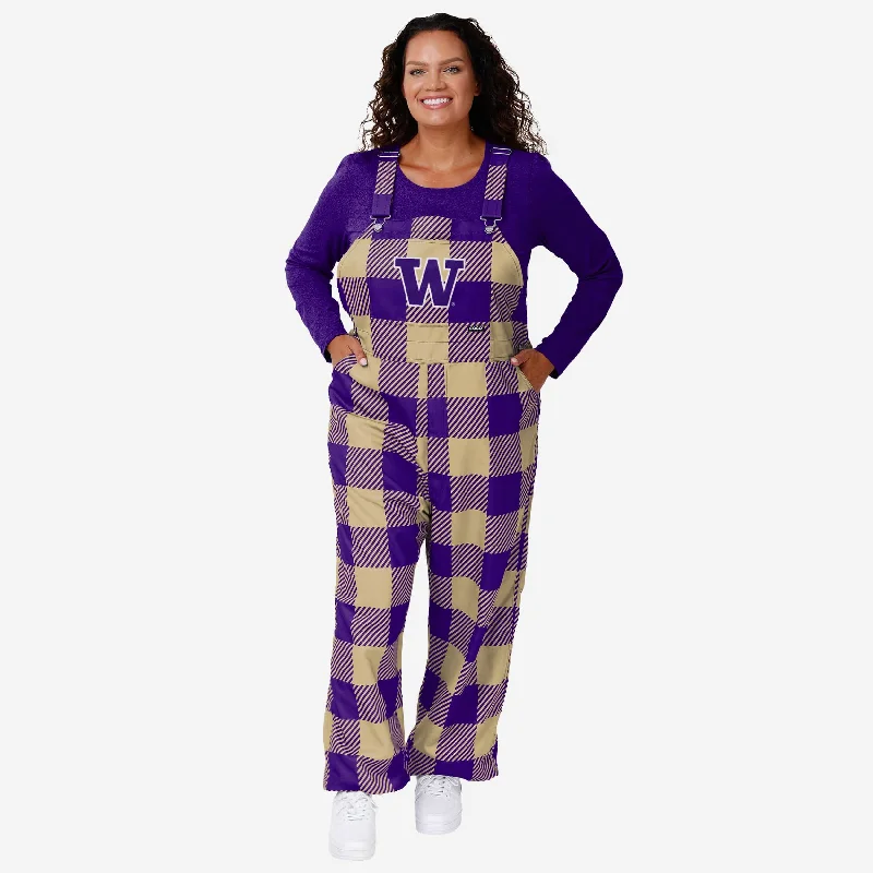 Washington Huskies Womens Plaid Bib Overalls Minimalist Long Overalls