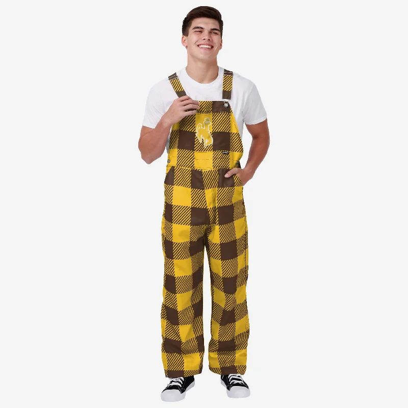 Wyoming Cowboys Mens Plaid Bib Overalls Soft Cotton Romper