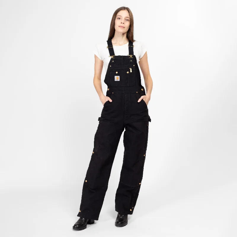 XS-Sm 90s Carhartt Black Insulated Overalls Unisex Striped Casual Jumpsuit