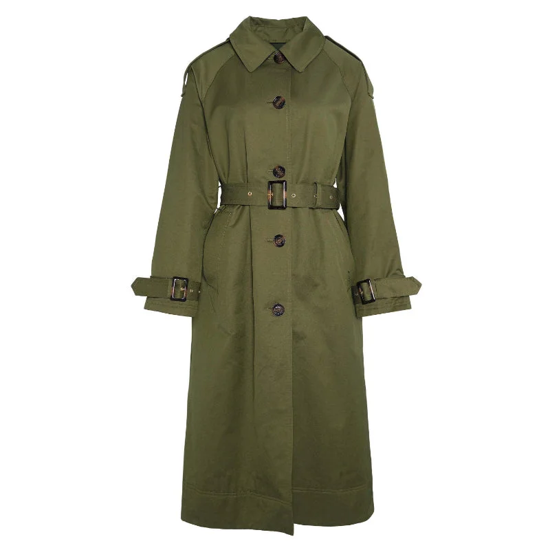 Barbour Marie Ladies Showerproof Trench - Dark Moss/Ancient Loden Tartan Modern Military Style Trench Barbour Marie Ladies Showerproof Trench - Dark Moss/Ancient Loden Tartan Modern Military Style Trench