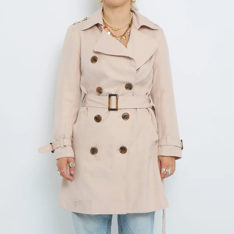 Belt  Double Breasted Trench Coat - UK 8 Classic Beige Trench Coat