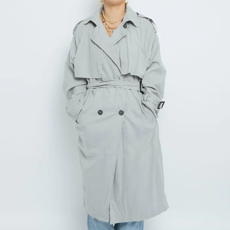 Belt  Double Layered Trench Coat - UK 14 Chic Plaid Trench Coat