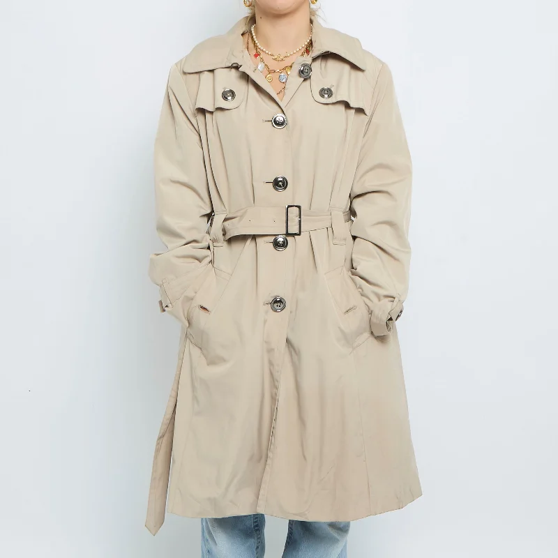 Belt  Buttoned Trench Coat - UK 14 Warm Wool Blend Trench
