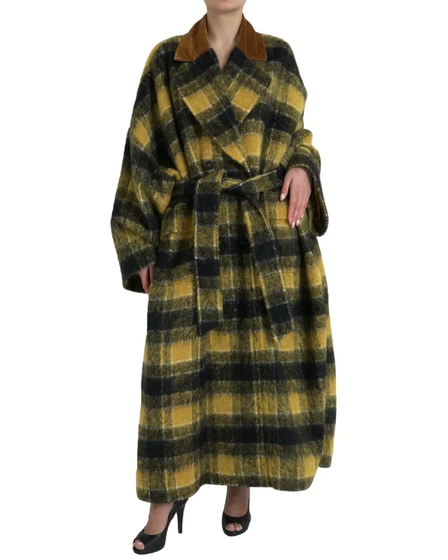 Dolce & Gabbana Checkered Trench Coat in Sunny - Italian Craftsmanship Classic Military Trench Coat Dolce & Gabbana Checkered Trench Coat in Sunny - Italian Craftsmanship Classic Military Trench Coat