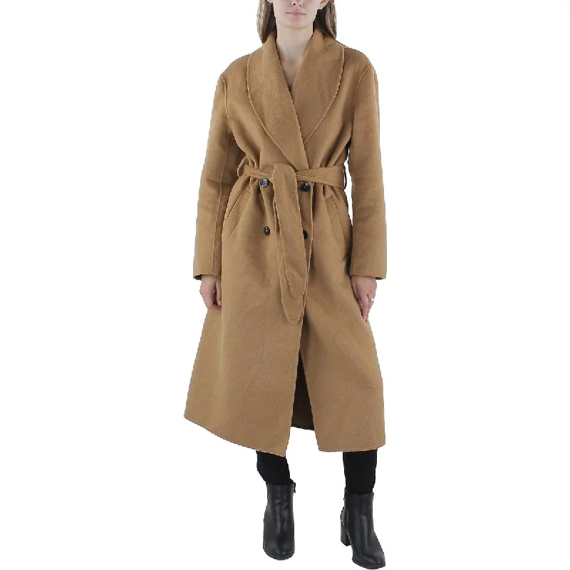 Womens Double-Breasted Cold Weather Trench Coat Stylish Belted Trench Design
