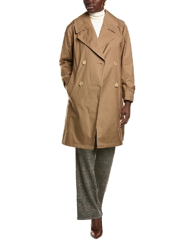 Max Mara Vtrench Coat Stylish Faux Leather Trench