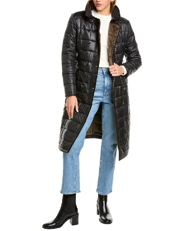 Sam Edelman Double-Breasted Valboa Backed Trench Coat Classic Wool Trench Jacket