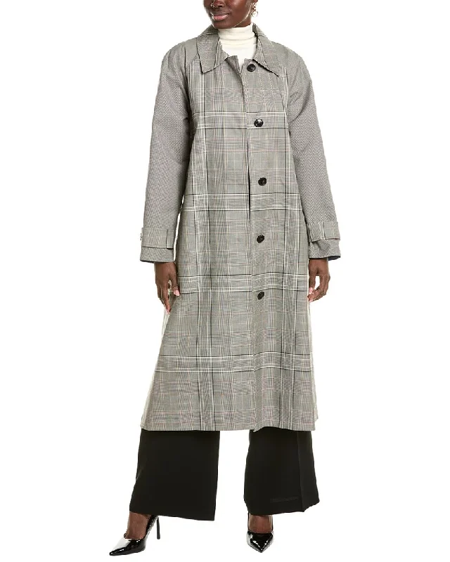 Lafayette 148 New York Outdoor Trench Coat Trendy Double-Breasted Trench