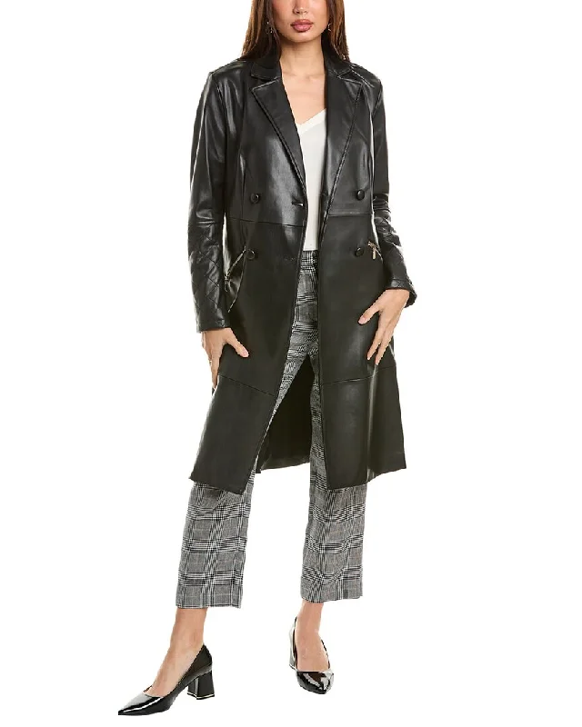 Elie Tahari Double-Breasted Trench Coat Warm Fleece Lined Trench