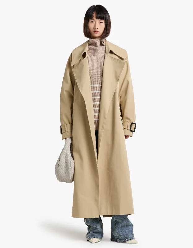 Anne Trench - Beige Elegant Belted Trench Coat