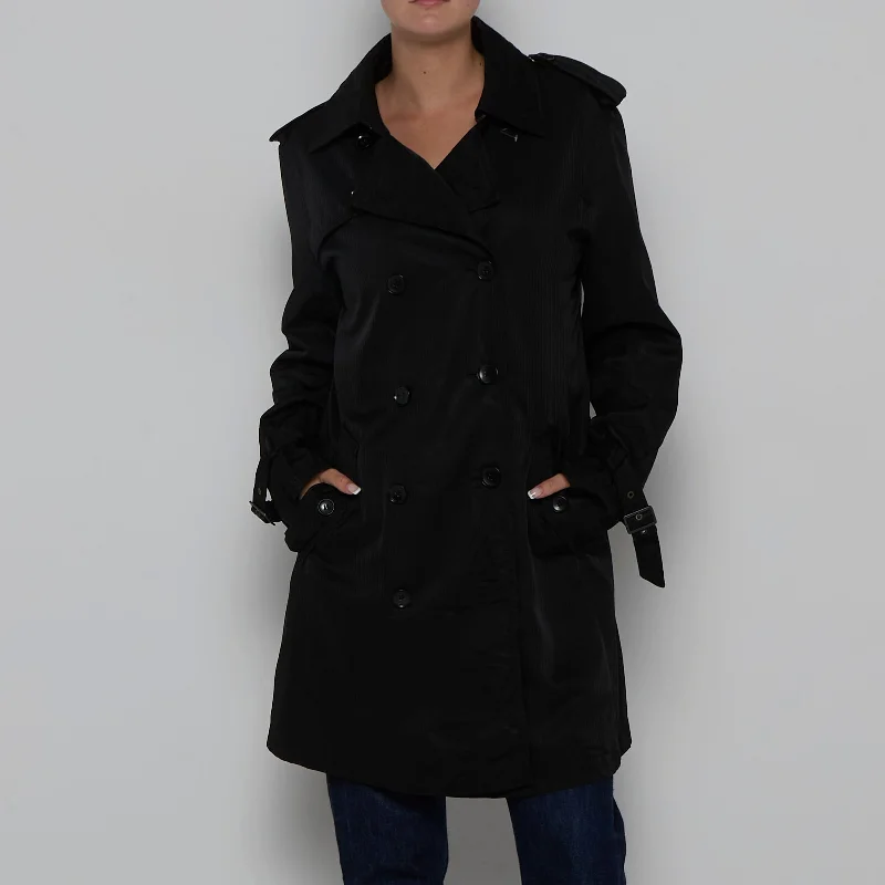 Buckle  Cuffs Belted Double Breasted Trench Coat - M Chic Loose Fit Trench
