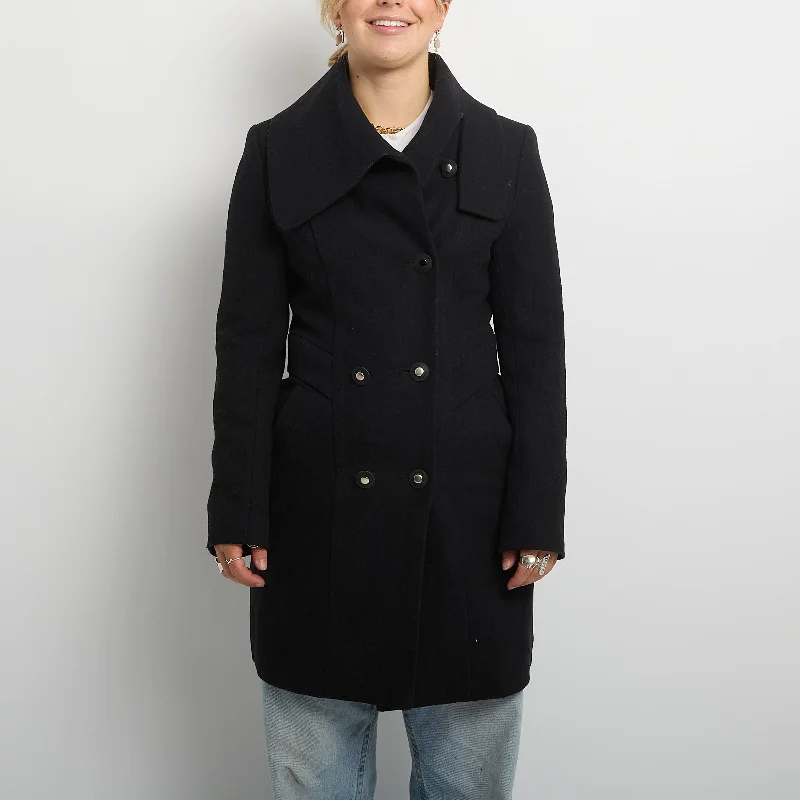 Byblos-Wool Double Breasted Trench Coat - UK 12 Chic Lightweight Trench Coat