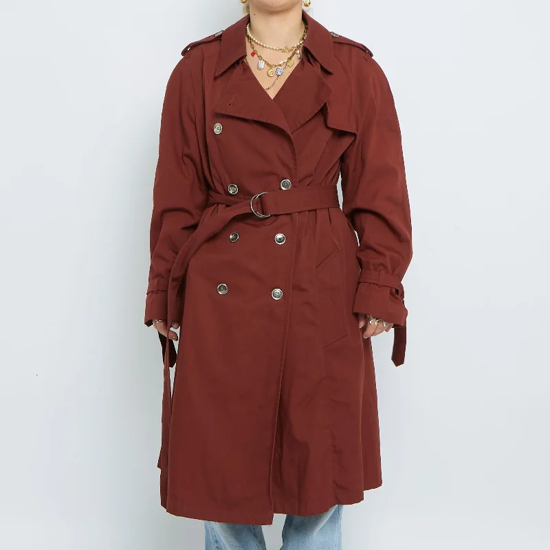 Checklined Buttoned Trench Coat - UK 16 Double-Breasted Military Trench Coat