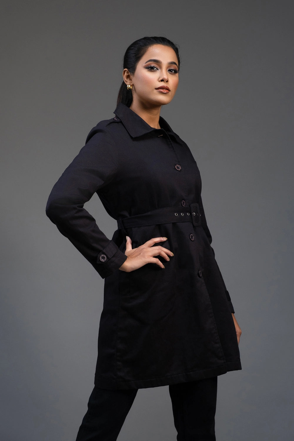 Classic Trench Coat Trendy Black Trench Coat