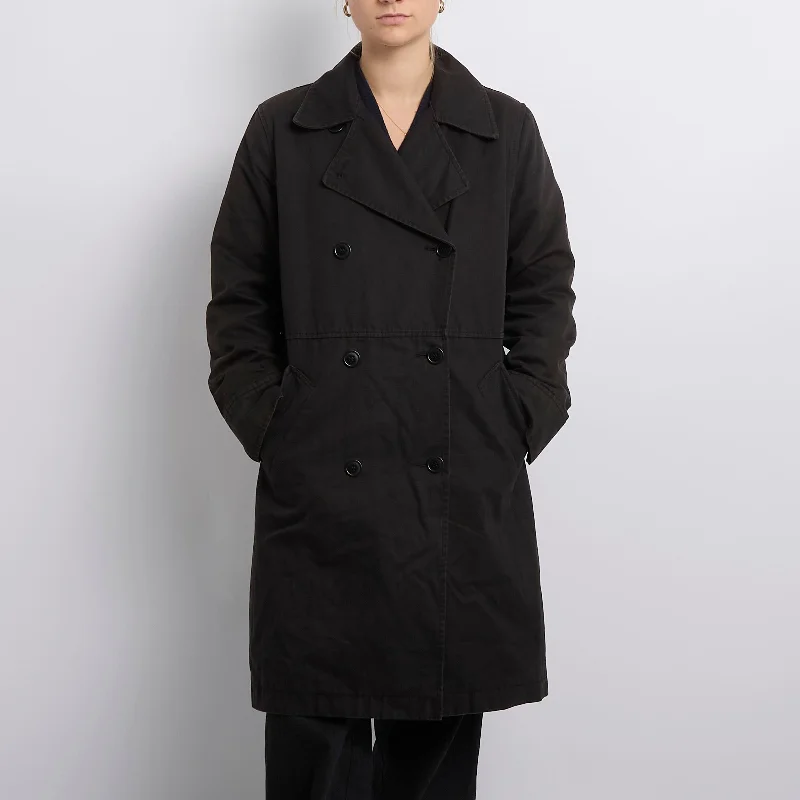 Denim Padded Trench Coat-UK 14 Stylish Single-Breasted Trench Coat