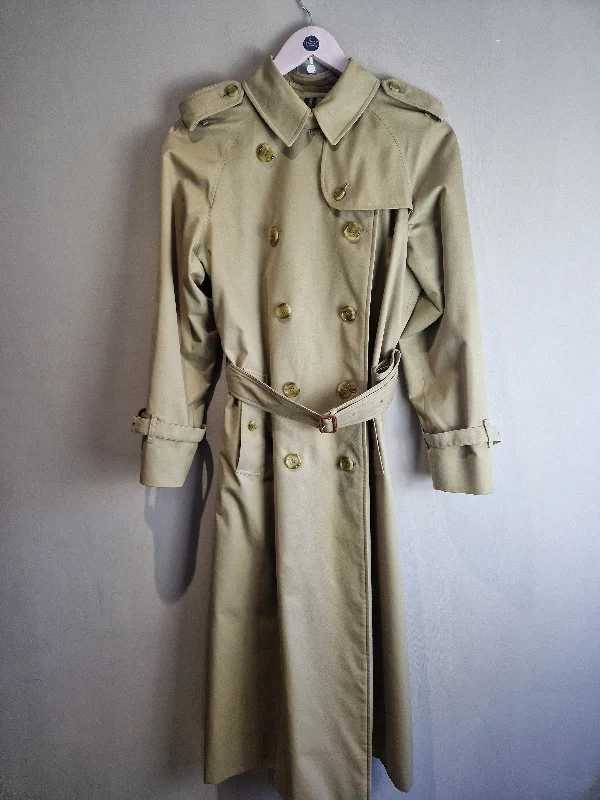 Burberry Vintage Chelsea Beige Trench Coat - size 12 Cozy Winter Wool Trench