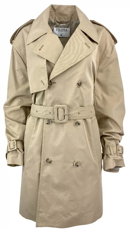FILIPPA K Short Trench Coat in Sand Beige Fashionable Padded Trench Coat