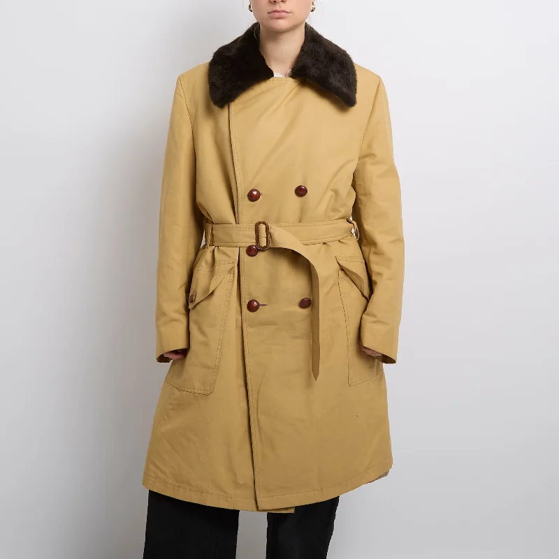 Fur Lined Heavyweight Trench Coat- UK 14 Comfortable Double-Breasted Trench