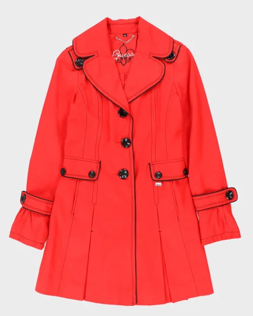 Guess Red Trench Coat - S Stylish Belted Trench Design