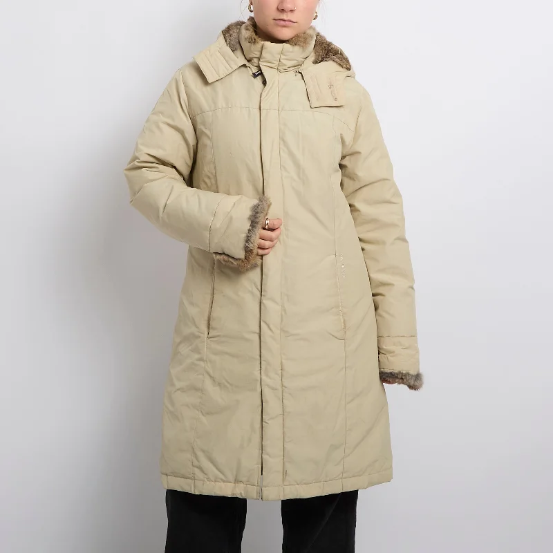 Heavy Padded Fur Lined Hooded Trench Coat - UK 12 Fashionable Oversized Trench Coat