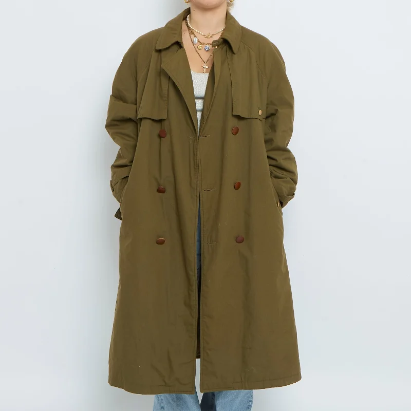 Longline Trench Coat - M Comfortable Beige Trench Coat
