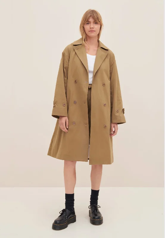 Mile Trench - Bronze Double-Breasted Military Trench Coat