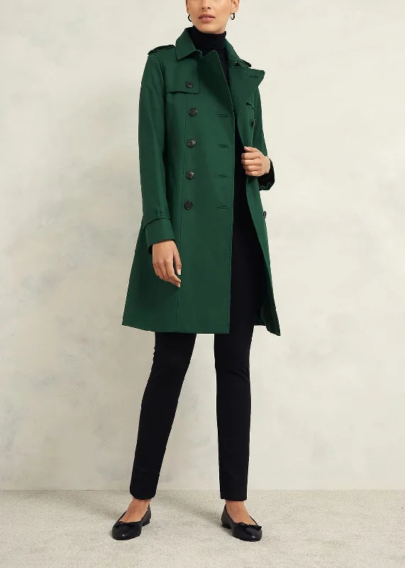 Saskia Trench 0224/3991/9057l00 Bay-Green Trendy Wide-Collar Trench Coat