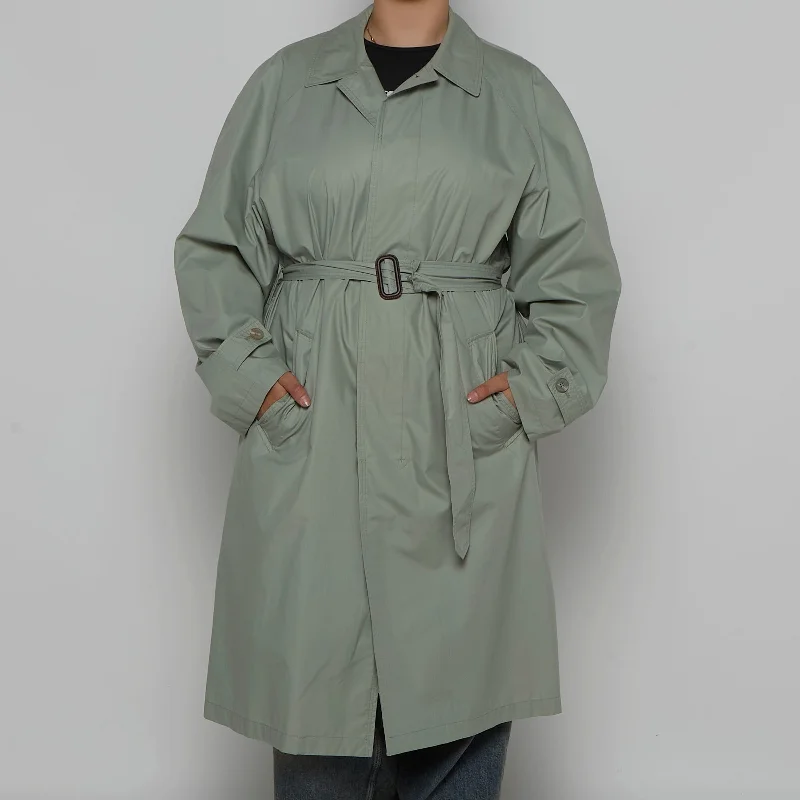 Belted Trench Coat - XL Fashionable Pleated Trench Coat