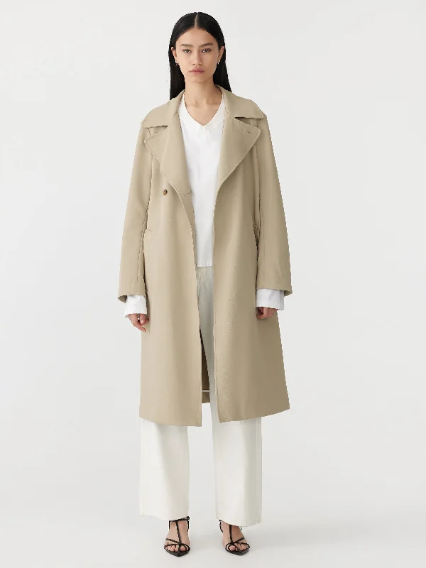 stretch twill trench coat Chic Sleeveless Wool Trench