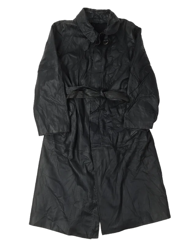 Leder Atelier Belted Leather Trench Coat Fashionable Short Trench Jacket