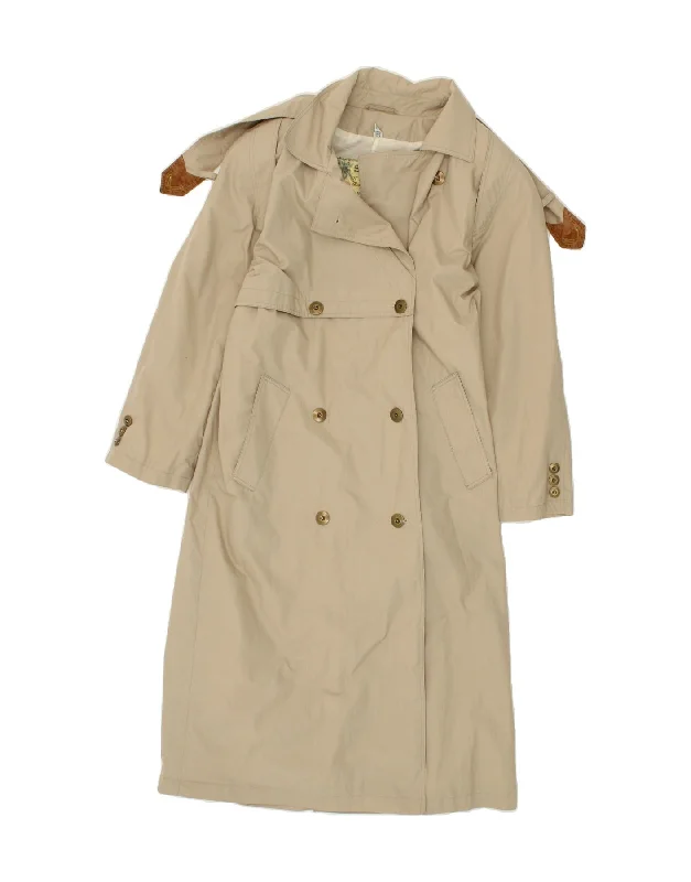 VINTAGE Womens Trench Coat UK 10 Small  Beige Cotton Classic Beige Trench Coat