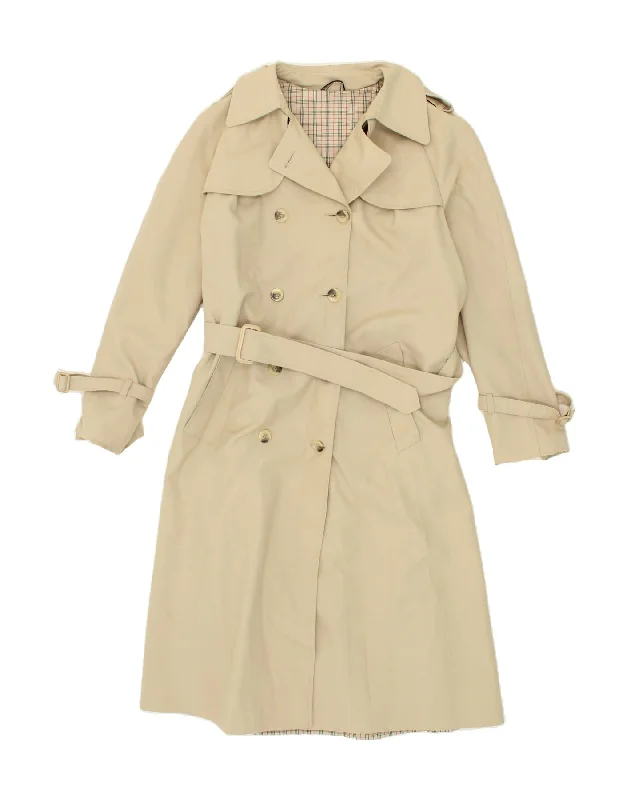 VINTAGE Womens Trench Coat UK 14 Large Beige Modern Long Trench Jacket