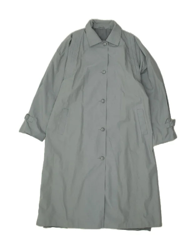 VINTAGE Womens Trench Coat UK 18 XL Blue Polyester Trendy Hooded Belted Trench