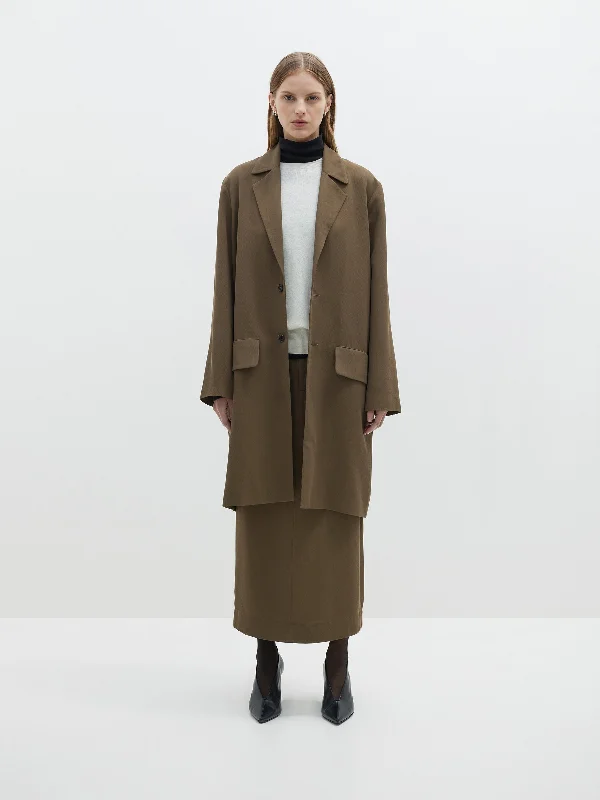 viscose twill travel trench Casual Belted Wool Trench