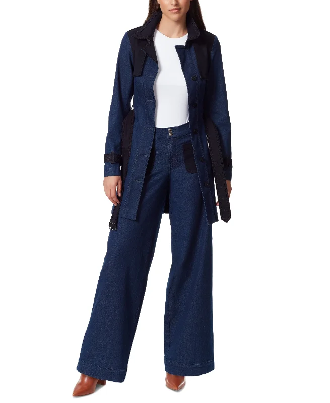 Women's Gloria Vanderbilt x Christian Siriano Denim Trench Coat Chic Wool Blend Trench