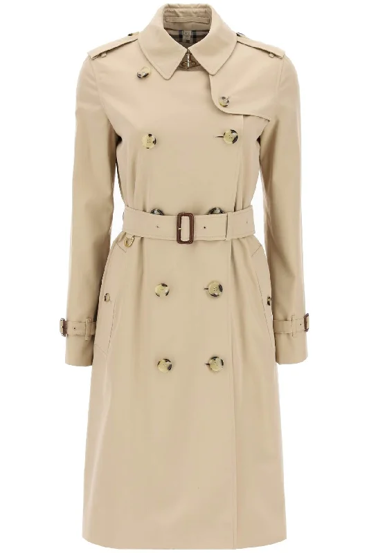 Long Kensington Heritage Trench Coat  - Beige Classic Khaki Trench Coat