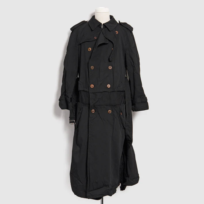 BLACK Comme des Garçons Double Breasted Trench Coat (Black) Elegant Long Trench Jacket
