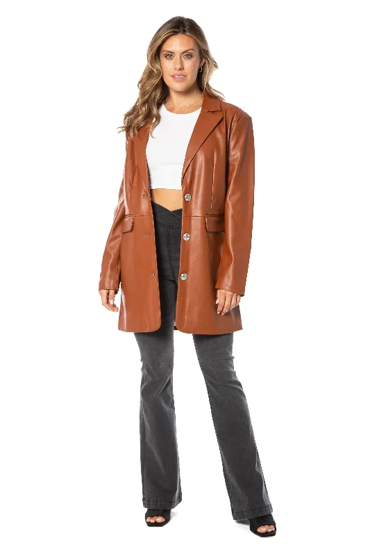 Oversized Faux Leather Trench Coat Soft Knit Trench Coat