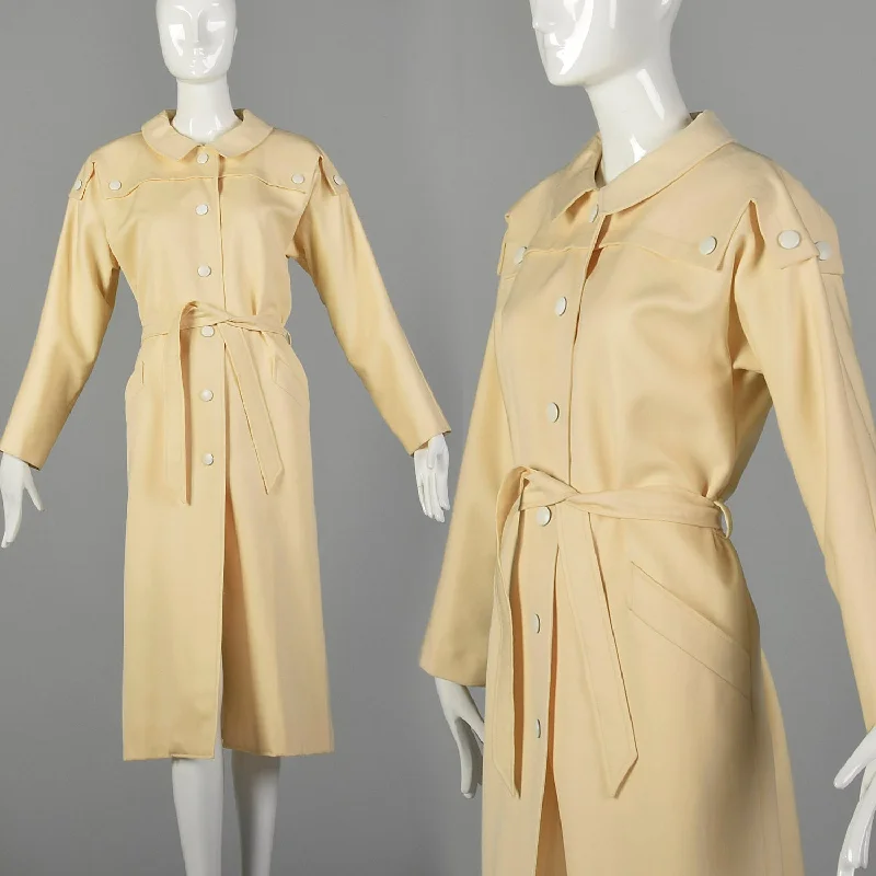 Large Pierre Cardin 1970s Tan Trench Coat Casual Button Trench Coat