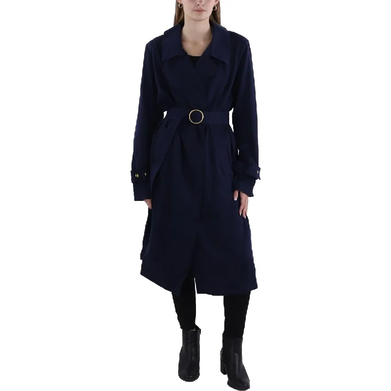 Sam Edelman Womens Tencel Long Trench Coat Modern Long Sleeve Trench