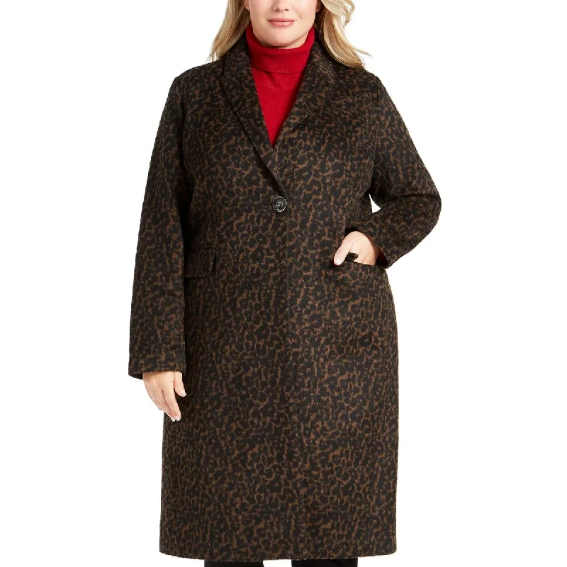 Tahari Womens Plus Wool Blend Long Trench Coat Casual Hooded Trench Jacket
