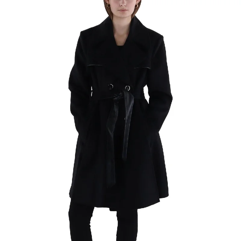 Via Spiga Womens Wool Double-Beasted Trench Coat Trendy Puffer Trench Coat